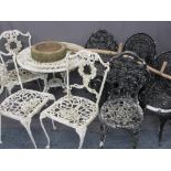 VINTAGE METAL GARDEN FURNITURE - a parcel of two metal tables, 69cms H, 80cms D and 65cms H, 61cms