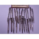 SILVER PROPELLING PENCIL COLLECTION, 24 items fully hallmarked or sterling stamped including a