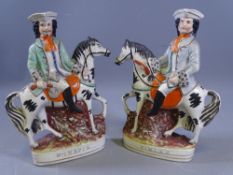 STAFFORDSHIRE FLATBACK PAIR - D Turpin and T.King, 27cms tall