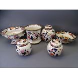 MASONS MANDALAY, six pieces including pedestal bowls, 24cms and 20cms diameter, planter, 16.5cms