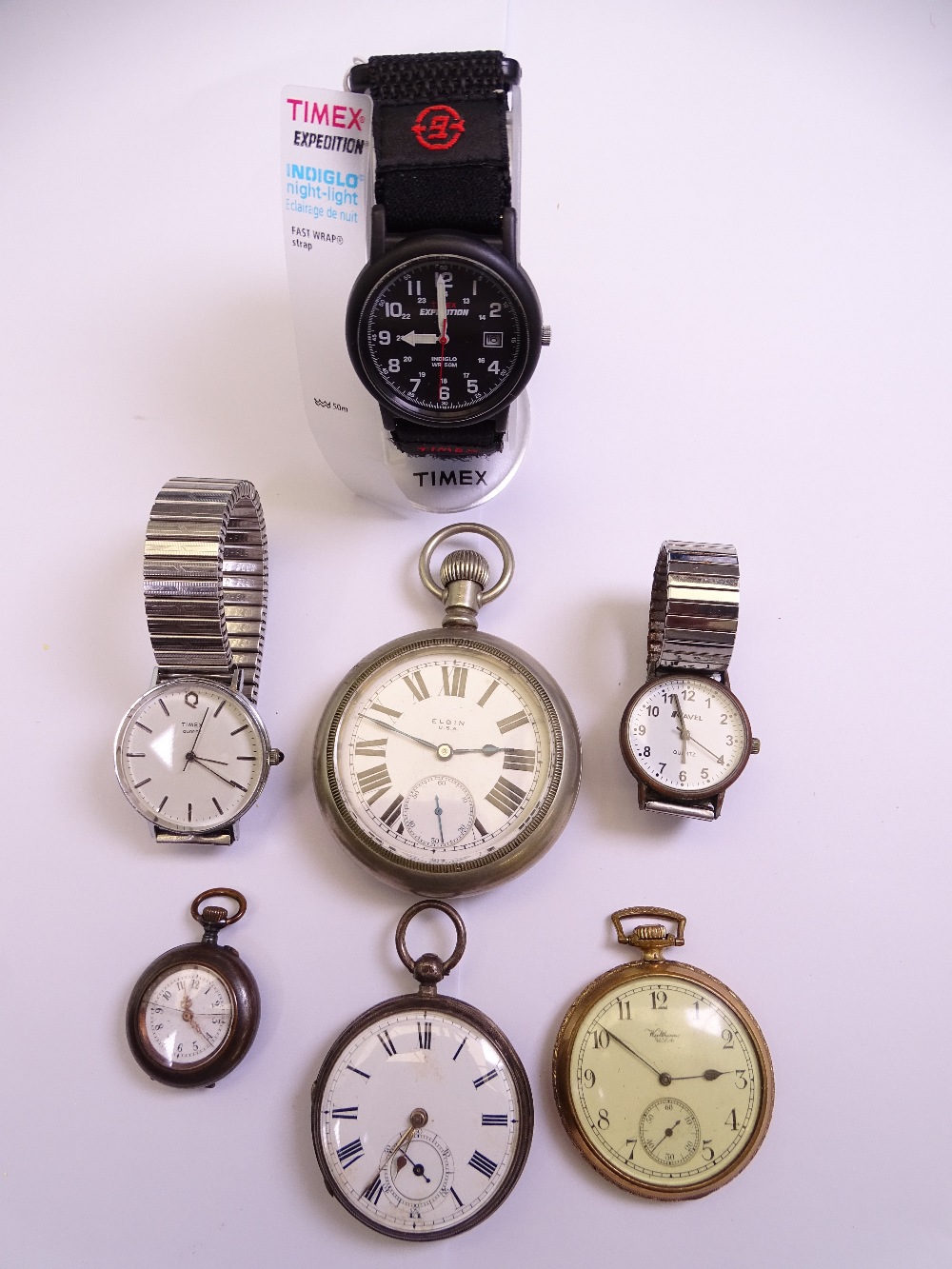 VINTAGE POCKET & MODERN WRISTWATCHES, a collection including a silver cased pocket watch, a large