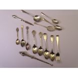 VARIOUS SILVER FLATWARE plus large silver handled button hook, various patterns and hallmarks,