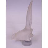 LALIQUE FROSTED GLASS PHEASANT with engraved signature 'Lalique France' to the back, 9cms H