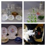 DIMPLE GLASS VASE, Cloud Glass bowls and other glassware, cut glass table lamp and shade,