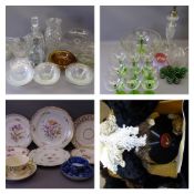 DIMPLE GLASS VASE, Cloud Glass bowls and other glassware, cut glass table lamp and shade,