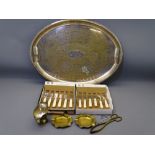 EPNS - Arthur Price boxed knives, a good sized tray (60cms), brassware ETC