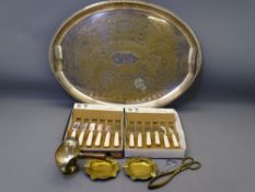 EPNS - Arthur Price boxed knives, a good sized tray (60cms), brassware ETC