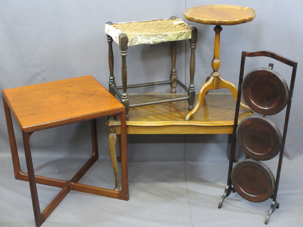 MID-CENTURY TEAK, VINTAGE & REPRODUCTION OCCASIONAL FURNITURE, five items to include an oak