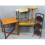 MID-CENTURY TEAK, VINTAGE & REPRODUCTION OCCASIONAL FURNITURE, five items to include an oak