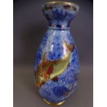 DAISY MAKEIG-JONES FOR WEDGWOOD LUSTRE VASE NO Z4920 mottled blue ground with gilt lustre fish,