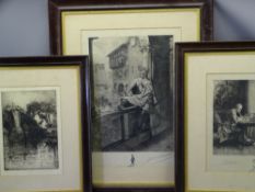 HEDLEY FITTON early engraving - 'Dumfries', 34 x 24cms and two other engravings, all signed