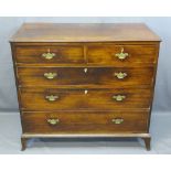 GEORGIAN MAHOGANY CHEST of two short over three long drawers, oak lined with cock beaded edging,