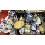 STAFFORDSHIRE & OTHER MIXED CERAMICS including an interesting moon flask ETC