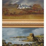 JILL MICKLE oils on board (2) - Anglesey cottage and coastal scene, signed '83 and '84 respectively,