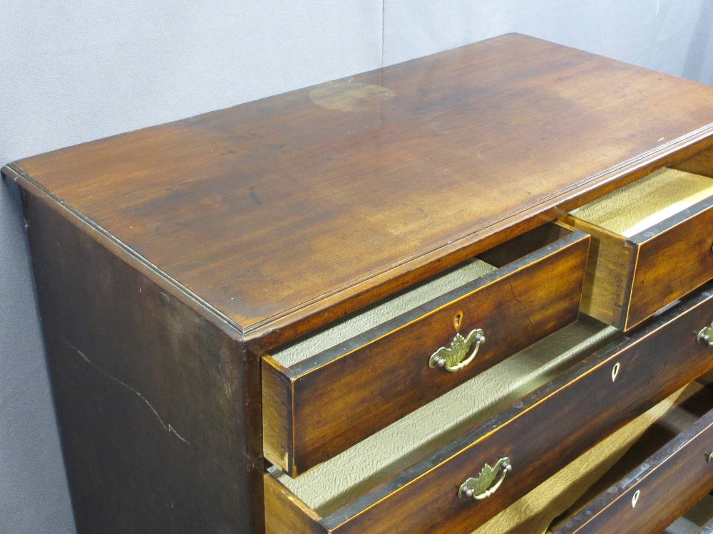 GEORGIAN MAHOGANY CHEST of two short over three long drawers, oak lined with cock beaded edging, - Image 2 of 4