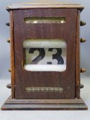 TREEN - vintage wooden desk calendar, 26cms tall