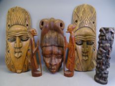 AFRICAN WOODEN MASKS and other carved treen