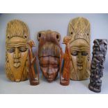 AFRICAN WOODEN MASKS and other carved treen