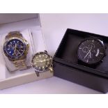 GENTLEMEN'S WRISTWATCHES (3) to include an Accurist Chronograph WR100M, boxed black ultra-modern