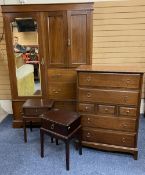 EDWARDIAN MAHOGANY COMBINATION WARDROBE, 200cms H, 135cms W, 50cms D, STAG MINSTREL