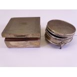 TWO HALLMARKED SILVER BOXES including a square cedar lined cigarette box with engine turn lid