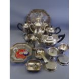 EPNS TEA SERVICE ITEMS, scrolled edge tray ETC