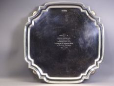 SILVER WALKER & HALL SCROLLED EDGE FOOTED TRAY, Sheffield 1946, 28.5 troy ozs, 30.5 x 30cms