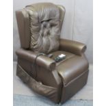 COSI BROWN LEATHER EFFECT ELECTRIC RECLINING ARMCHAIR E/T, 115cms H, 82cms W, 58cms seat depth