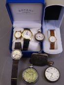 VINTAGE & LATER POCKET & WRISTWATCHES, both lady's and gent's including a modern Rotary wristwatch