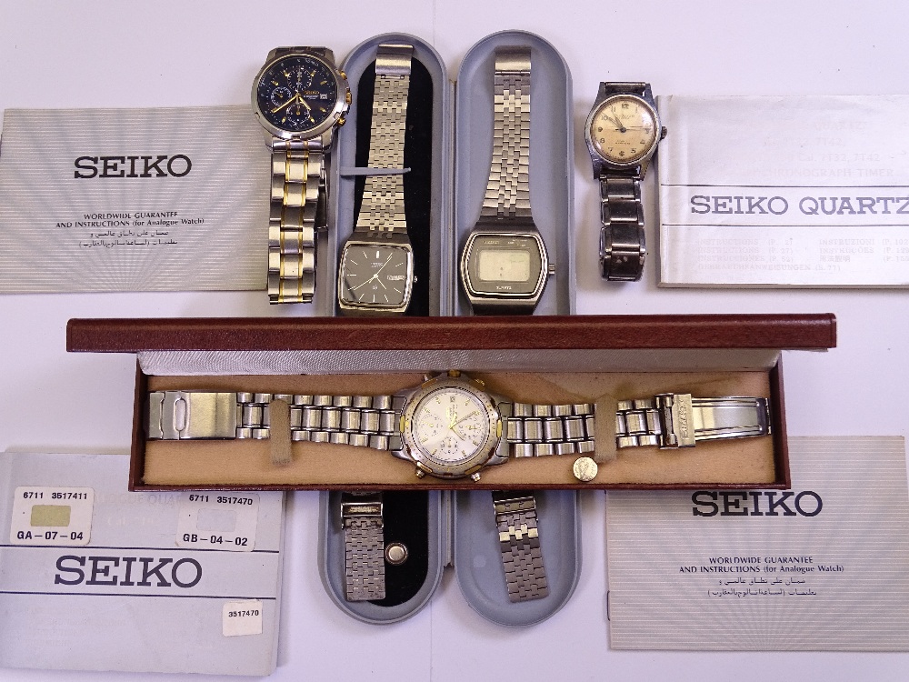 GENTLEMAN'S SEIKO WRISTWATCHES (4) with a lady's vintage Etna Watch Company stainless steel