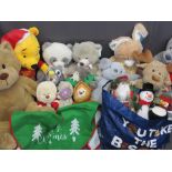 SOFT TOYS to include Disney, Winnie the Pooh and others, some battery operated, various sizes and