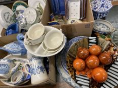 BLUE & WHITE MEAT PLATTERS, Royal Vale dinnerware, Art glass bowl and a quantity of other china,