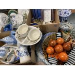 BLUE & WHITE MEAT PLATTERS, Royal Vale dinnerware, Art glass bowl and a quantity of other china,