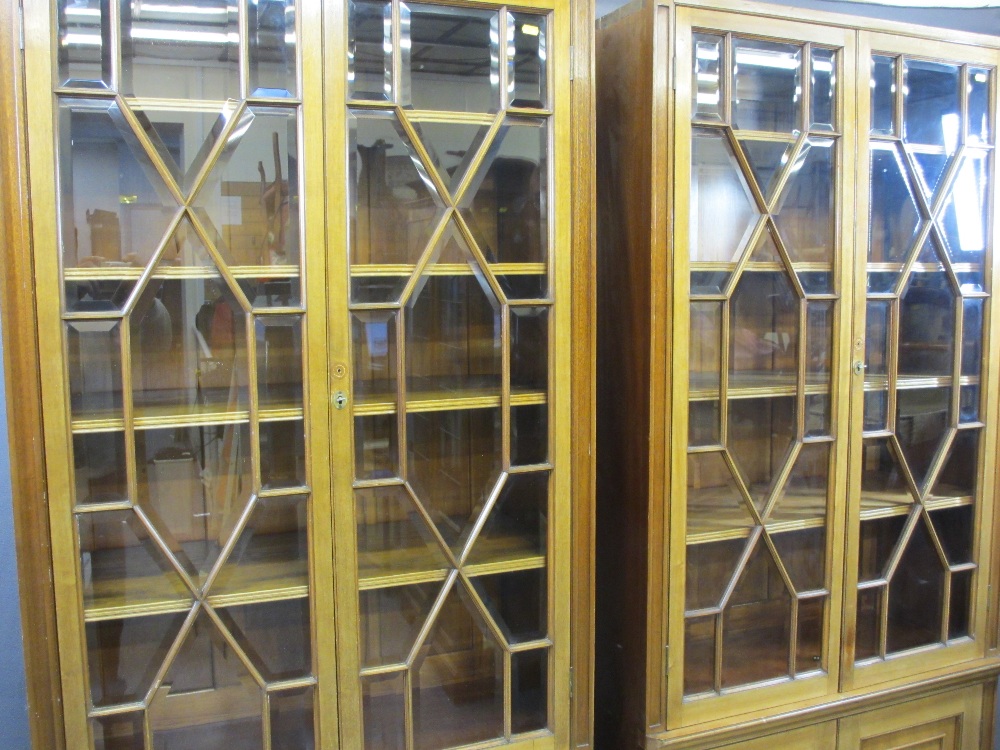 TWIN MAHOGANY GLAZED TOP BOOKCASES, 199.5cms H, 87cms W, 40cms Dboth having double - Image 2 of 5