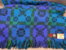 AMENDED DESCRIPTION: WELSH WOOLLEN BLANKET (IN TWO HALVES, in traditional style with tassel ends