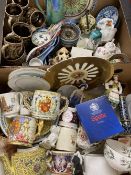 MOORE ANTIQUE TEAWARE, commemorative tankards and other assorted china and pottery (2 boxes)