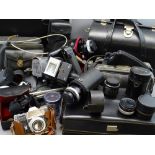 PHOTOGRAPHY ITEMS - Kodak Retina Reflex III cased camera, a quantity of lenses including Cannon,