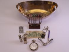 EPNS & SIMILAR ITEMS including white metal pocket watch by American Watch Company, currency ETC