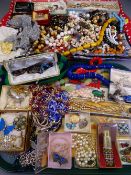 VINTAGE & LATER COSTUME JEWELLERY, a good quantity on two trays including silver filigree and enamel