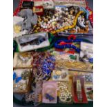 VINTAGE & LATER COSTUME JEWELLERY, a good quantity on two trays including silver filigree and enamel