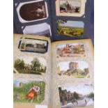 VINTAGE POSTCARDS, TWO ALBUMS containing 400 plus postcards, both British and overseas, Military