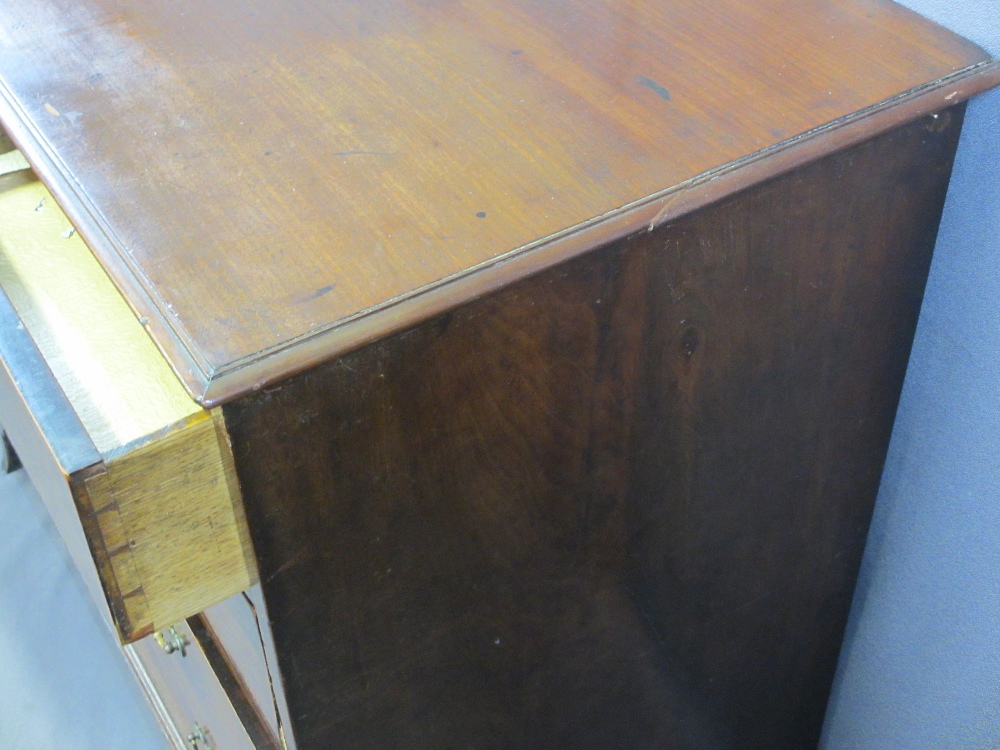 GEORGIAN MAHOGANY CHEST of two short over three long drawers, oak lined with cock beaded edging, - Image 3 of 4