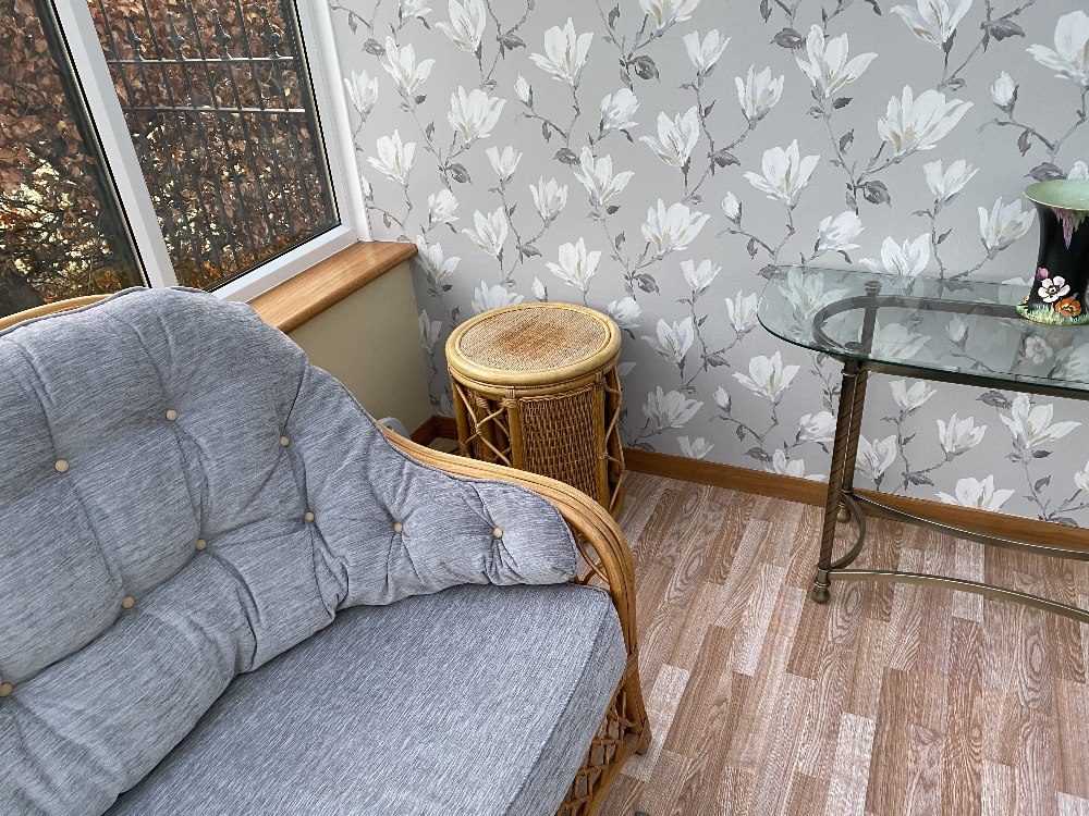 MODERN CONSERVATORY SUITE comprising 2 x two seater settees, two armchairs and occasional tables - Image 5 of 5