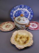 WOODS WARE - Enoch Woods English Scenery meat platter, Spode and other chargers and an export lidded