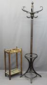REPRODUCTION BENTWOOD HAT & COAT STAND and a vintage oak stick stand with twin drip trays, 186cm and