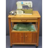 BERNINA ELECTRIC SEWING MACHINE on a wheeled modern pine trolley worktable with twin door cupboard