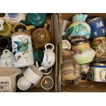 PORTMEIRION TEAPOT, Wedgwood Jasperware biscuit barrel, Teachers Whisky jug and an assortment of