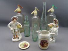 VINTAGE SODA SYPHONS COMMEMORATIVE FOR SCHWEPPES and two others also soda bottles, Staffordshire