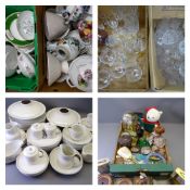 MIXED POTTERY & PORCELAIN (2 boxes), CUT & OTHER DRINKING GLASSWARE & VASES ETC (within 2 boxes),