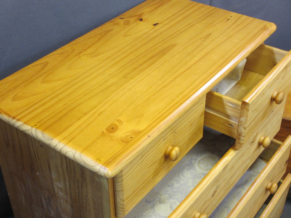 VINTAGE PINE LIDDED CHEST and a reproduction pine chest of two short over three long drawers on - Image 2 of 3